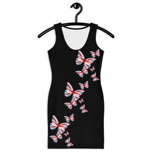 Exclusive Comfy soft Bodycon Dress Union Jack Butterflies