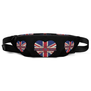 ICJUK Custom printed Fanny Pack Black UnionJack Rock and Roll Heart