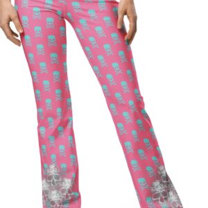 ICJUK Rockstar Flare Leggings Pink and Turquoise Quadskulls