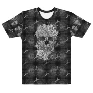 ICJUK Black and White Lace Skull and Roses Crew neck all over print