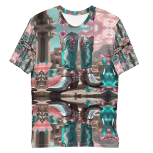Crew neck all over print ICJUK Turquoise and Pink Cowboy Boots
