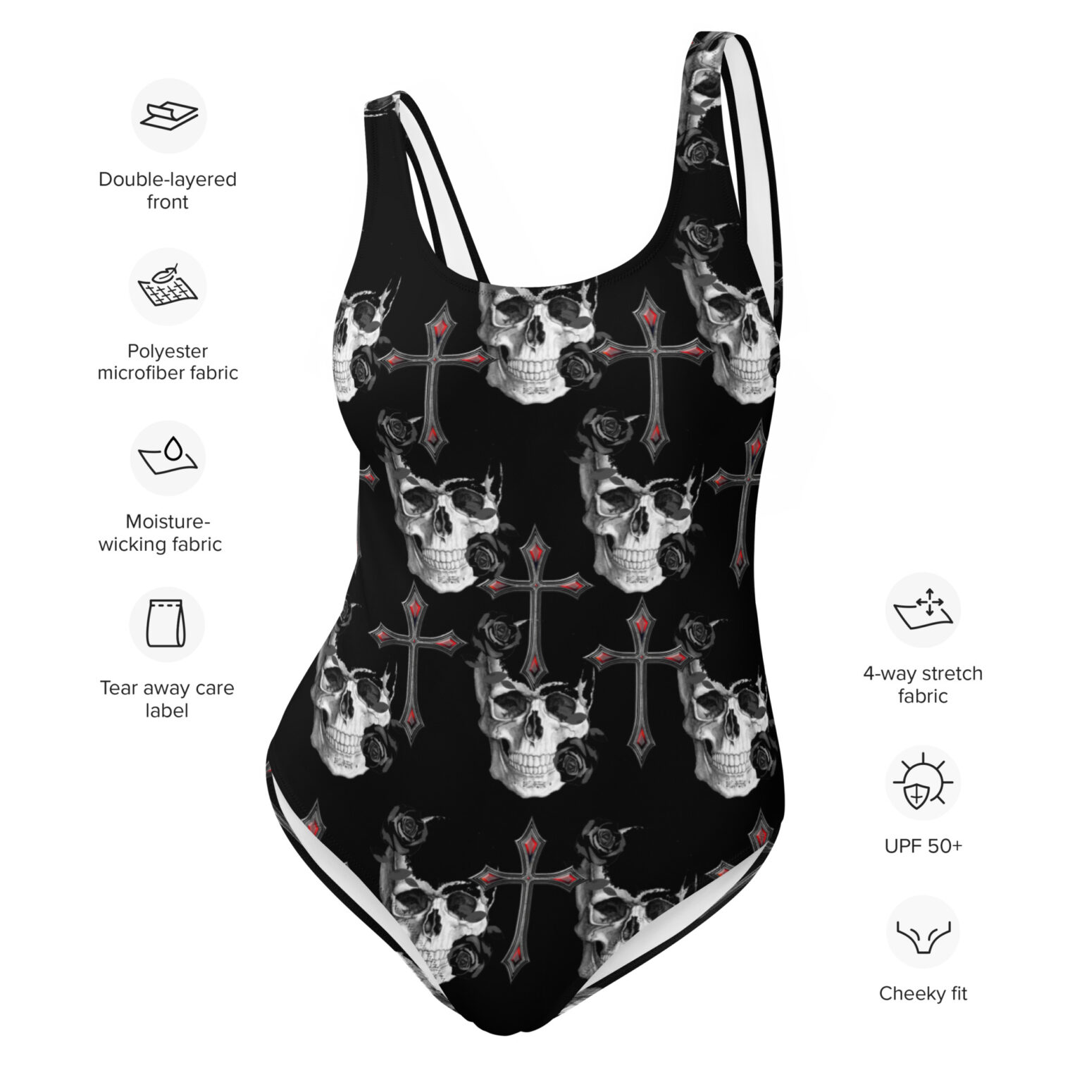 OA Exclusive Custom OnePiece Swimsuit ICJUK Black and White Skull