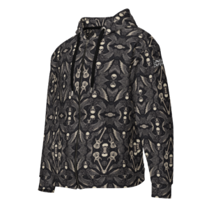 ICJUK All-Over Print Unisex Zipper Hoodie Skull Wings Guitar