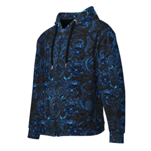 ICJUK All-Over Print Unisex Zipper Hoodie Gothic Skull Blues