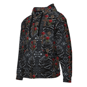 ICJUK All-Over Print Unisex Zipper Hoodie Scarlet Serenade Revolt