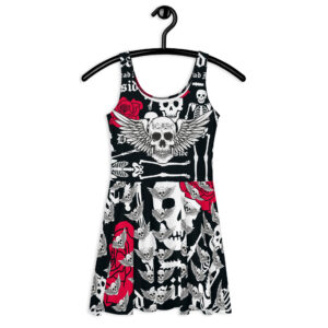 Exclusive Custom made Skater Style Dress Rock and Roll Skull Attitude