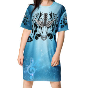 ICJUK All-Over Print T-Shirt Dress Blue Angels Serenade