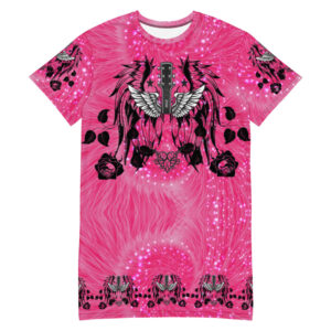 ICJUK All-Over Print T-Shirt Dress Pink Angels Serenade
