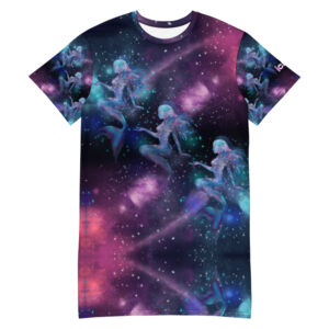 ICJUK All-Over Print T-Shirt Dress Jenny’s Cosmic Mermaids