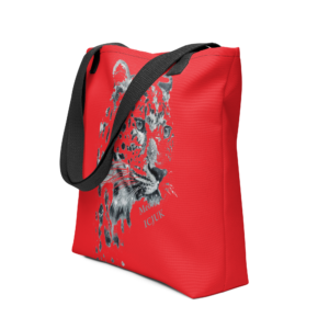 Exclusive All Over Print Tote Red Meow leopard