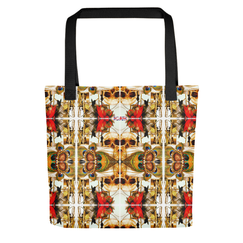 Exclusive All Over Print Tote Skull and Peacock
