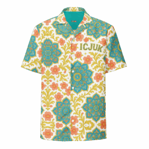 ICJUK Sunset Bloom Mandala Unisex Button down short sleeve shirt