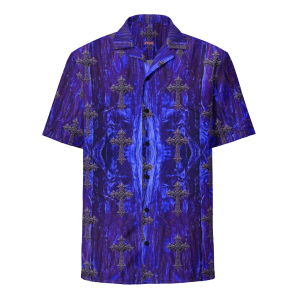 ICJUK Gothic Throne Cross Unisex Button down short sleeve shirt