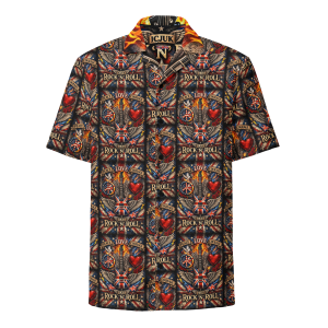 ICJUK Peace Love Courage RocknRoll Unisex Button down short sleeve shirt