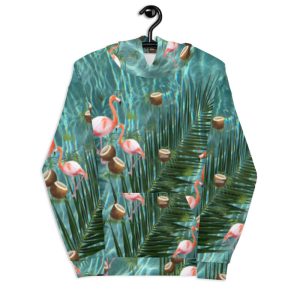 Exclusive Unisex Palms and Flamingos All over print pullover Hoody