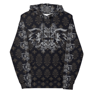 Damask pattern Lions Crest and Wings Exclusive Unisex All over print pullover Hoody