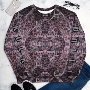 ICJUK All-Over Print Pink Leopard Patchwork Rock and Roll Unisex Sweatshirt