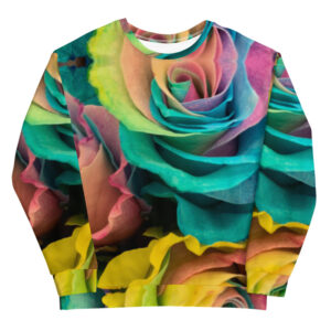 ICJUK Turquoise and Yellow Roses All-Over Print Unisex Sweatshirt