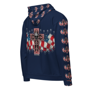 ICJUK All-Over Print Unisex Zipper Hoodie USA Flag Cross & Skulls
