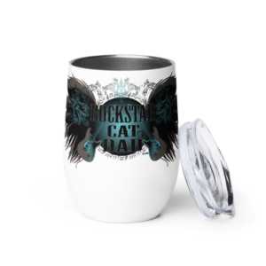 ICJUK Custom Wine Tumbler Rockstar Cat Dad