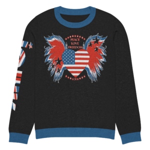 ICJUK Rock and Roll Knit Sweater USA Peace Love Freedom