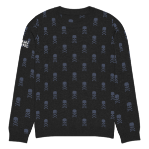 ICJUK Small Navy Blue Skulls Knit Sweater