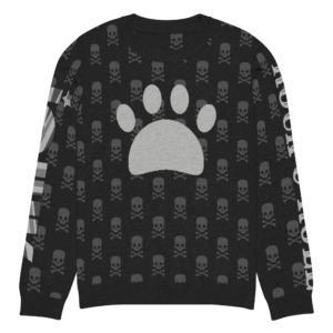 ICJUK Rock and Roll Paw and Skull Knit Sweater