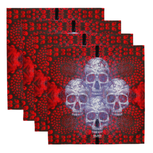 Exclusive Rocking ICJUK Cloth Napkin Set Red Skulls Quadskulls