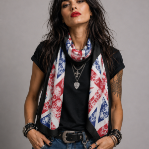 ICJUK Love Skull Designer Sheer Chiffon Custom Printed Scarf