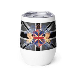 ICJUK Custom Wine Tumbler All the Kings Horses Grey tones UK Flag
