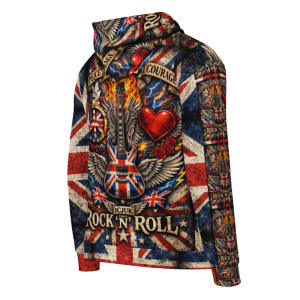 ICJUK Peace Love Courage RocknRoll All-Over Print Unisex Zipper Hoodie