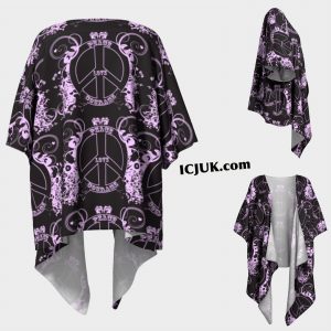 ICJUK Peace Love Courage open style Kimono lightweight sheer cover up