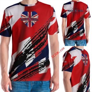 Union Jack Rock N Roll Heart Crew neck all over print