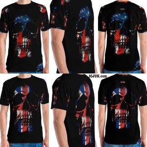 Large Skull with UK or USA Crew neck all over print