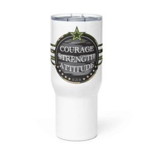 ICJUK Stainless Steel Travel Mug – Hot & Cold Beverage Tumbler Courage Strength Attitude
