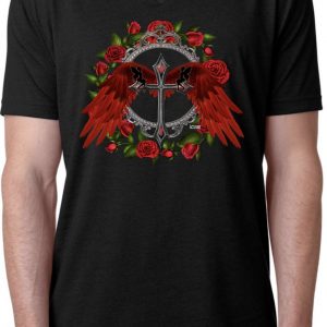ICJUK Crimson Feather Fantasy Ring Unisex V Neck