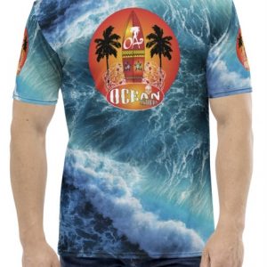 Ocean waves with OA Sunbeam Surfboard design Crew neck all over print