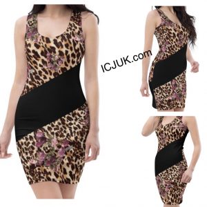 Exclusive ICJUK Leopard Floral Comfy soft Bodycon Dress