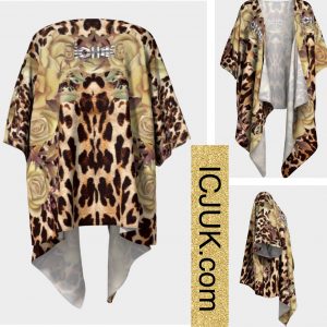 ICJUK Leopard light rose open style Kimono lightweight sheer cover up