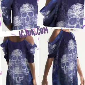 ICJUK Quadskulls Open Shoulder A-Line Dress