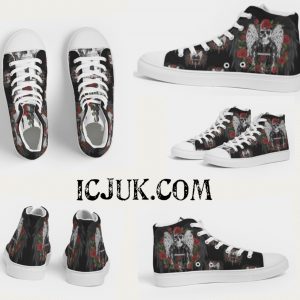 ICJUK Skull wings and Dagger Exclusive custom Kicks Men’s Hightop Canvas Shoe
