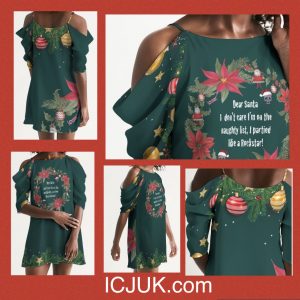 ICJUK Dear Santa Open Shoulder A-Line Dress