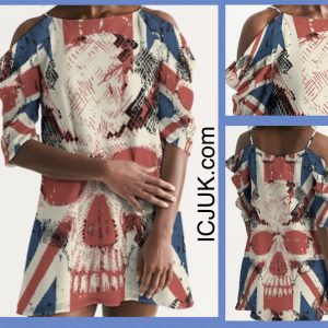 ICJUK Skull Galore Shoulder A-Line Dress