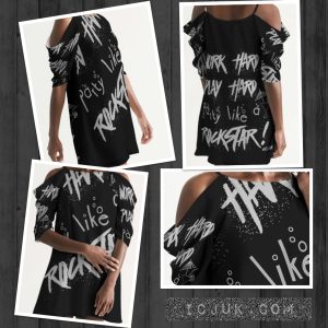 ICJUK Party like a Rockstar Open Shoulder A-Line Dress