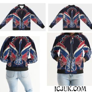 Exclusive ICJUK Guitar Wings Custom made Women’s Bomber Jacket