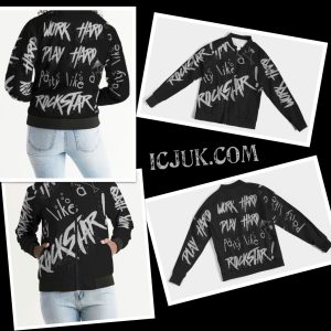 Exclusive ICJUK Party Like a Rockstar Custom made Women’s Bomber Jacket