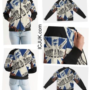 Exclusive ICJUK It’s Only Rock and Roll Custom made Women’s Bomber Jacket