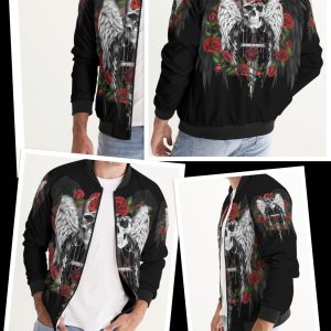 Exclusive ICJUK Skulls Wings and Dagger Custom made Men’s Bomber Jacket