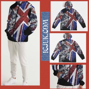 ICJUK Exclusive lightweight Windbreaker Union Jack Black and White leopard