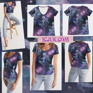 All over Print Women’s V-Neck Tee Jenny’s Cosmic Mermaids